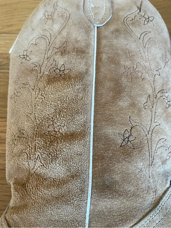 Vintage 70's Women's 11 Wolverine Boho Flower Design Suede Leather Cowboy Boots - Picture 7 of 16